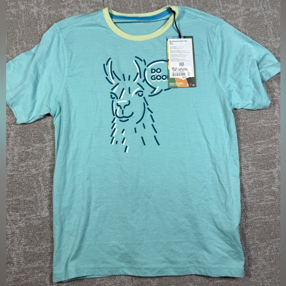 Cotopaxi NWT Tlaking Llama Organic Blue T-Shirt Youth Size XL